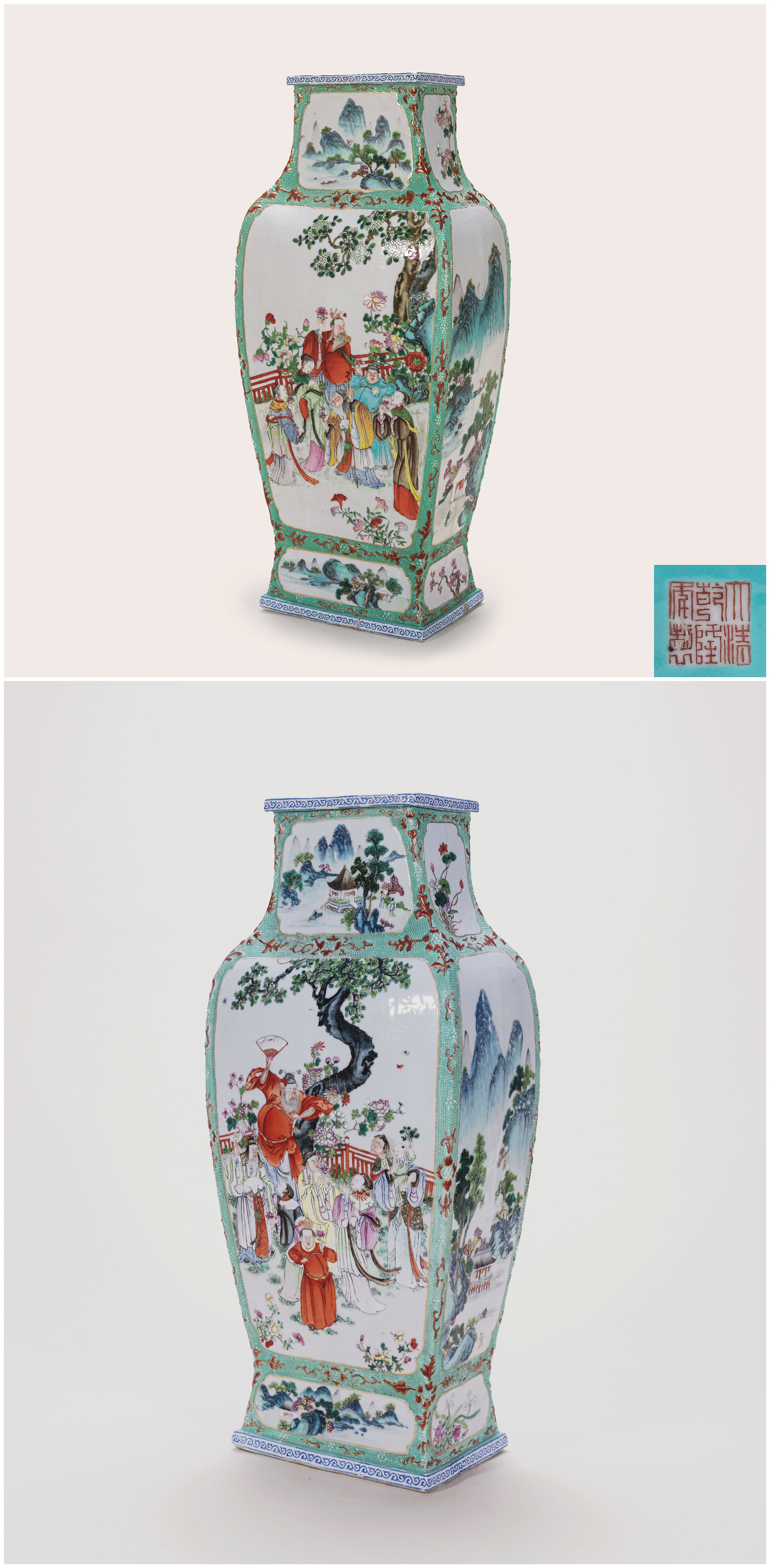 仿清民国粉彩大花瓶插花,乾隆粉彩百鹿尊插花