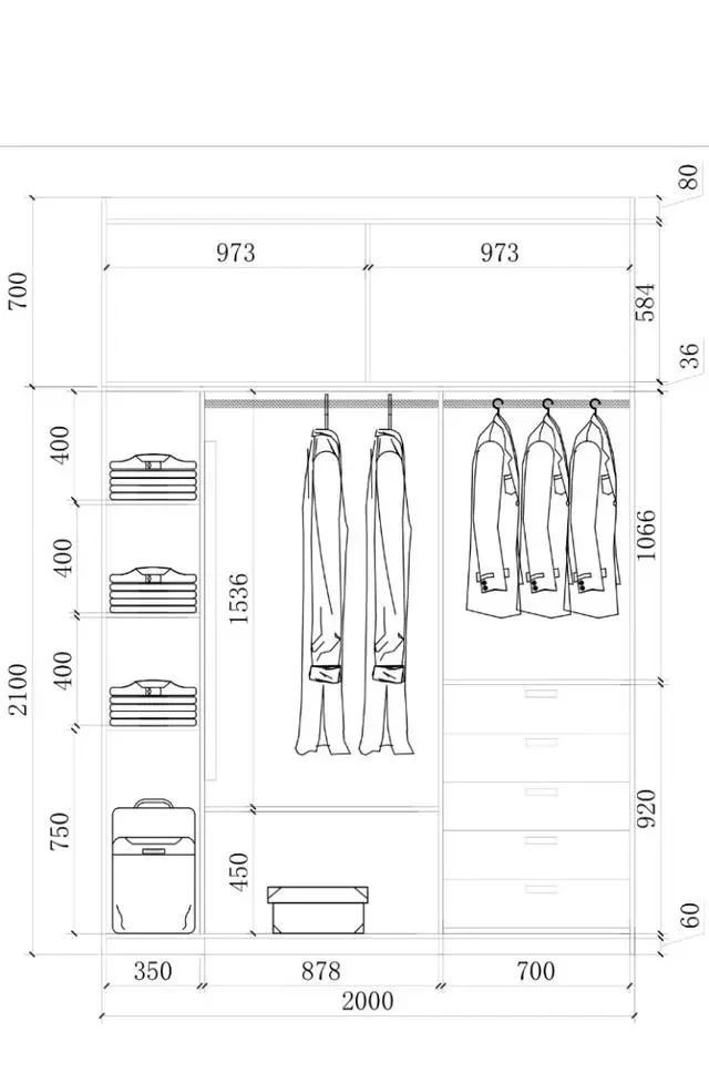 1.3米衣柜格局设计图,1米3衣柜布局设计