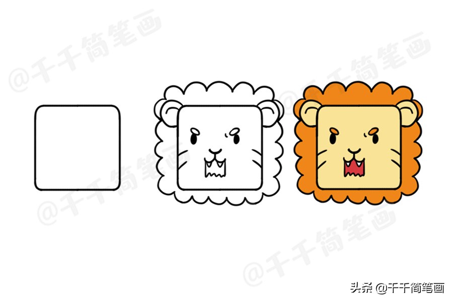 100个动物简笔画老虎,用圆形画各种小动物简笔画