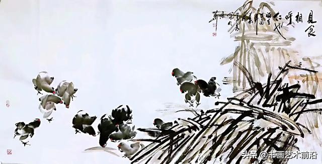 小鸡写意画作品欣赏,墨豪画鸡创意作品