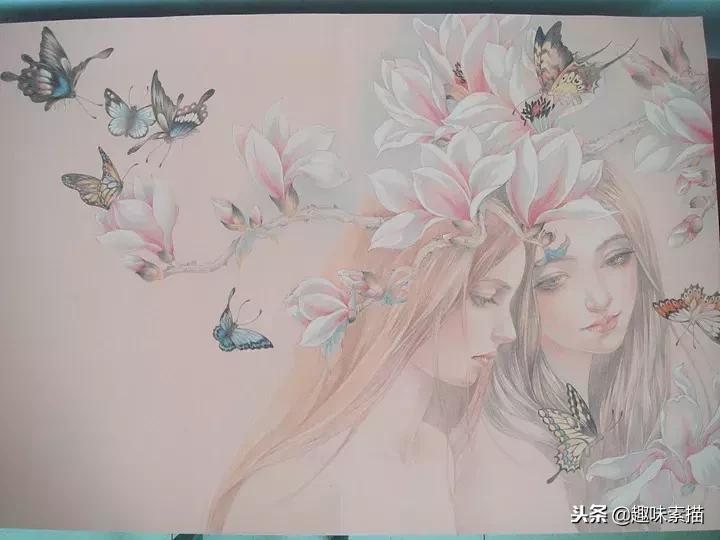 超精细彩铅人像素描,简单又漂亮的彩铅插画