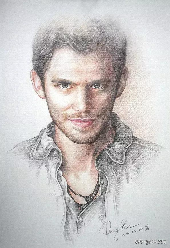超精细彩铅人像素描,简单又漂亮的彩铅插画