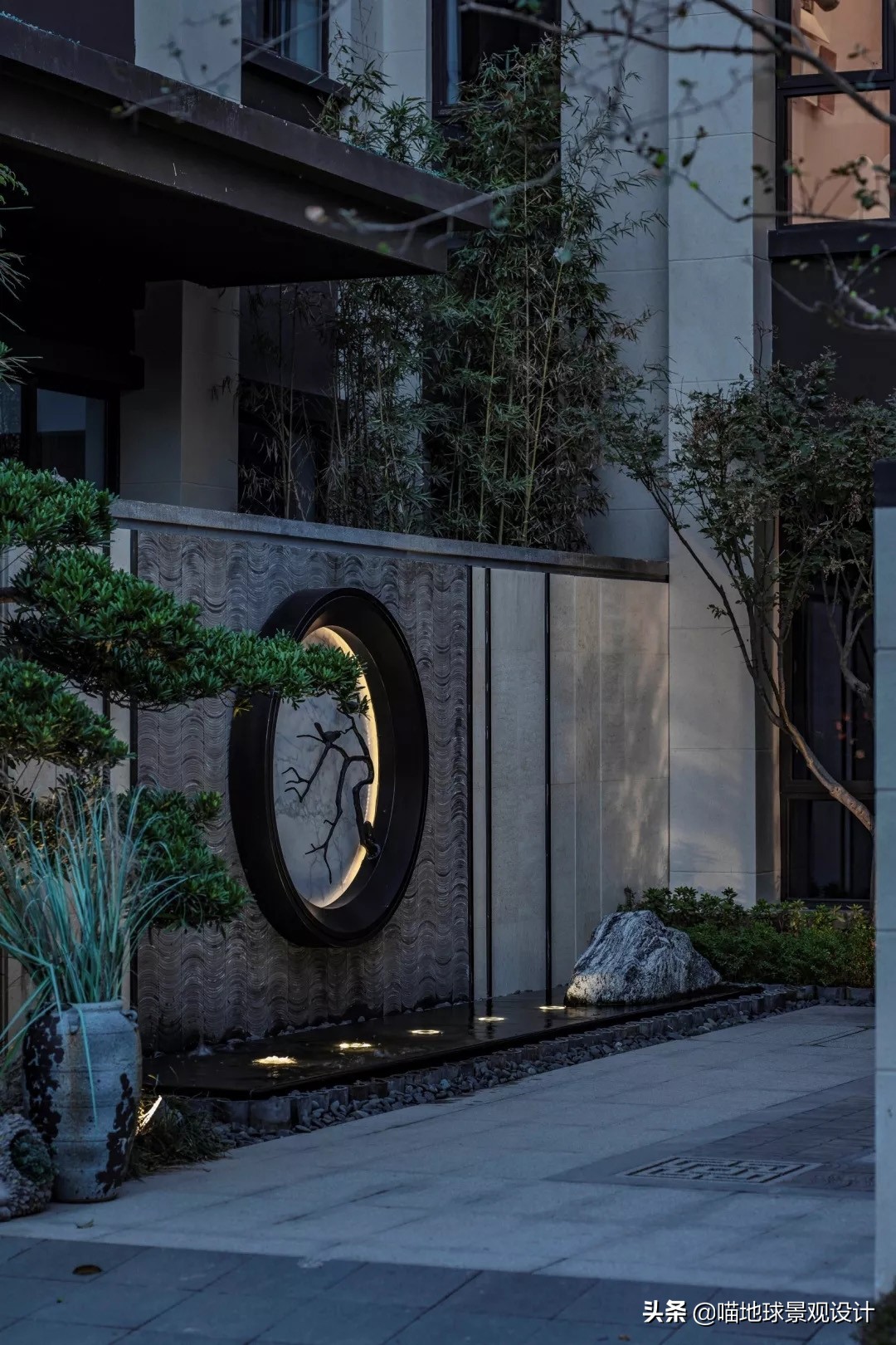 景墙圆形造型价格,简洁欧式庭院景观墙设计