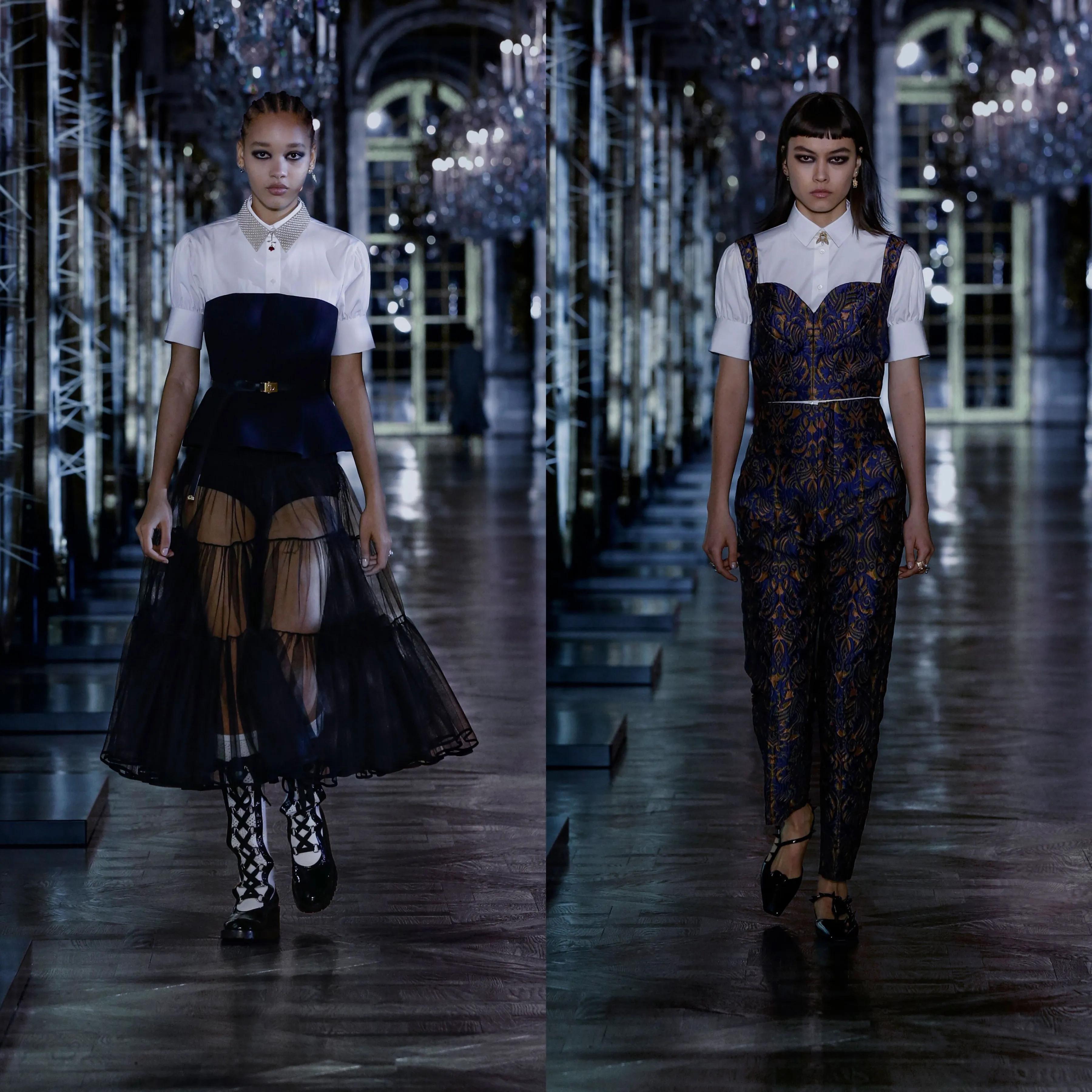 dior白衬衫搭配千鸟格半裙,dior白衬衣搭配男