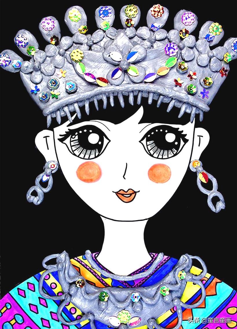 粘土画苗族少女,创意粘土手工画灰姑娘