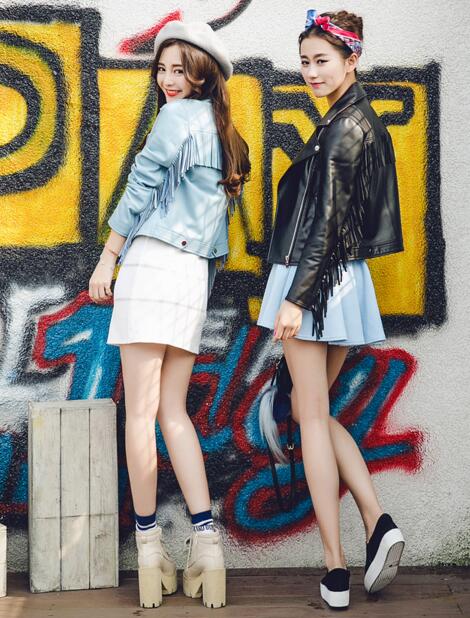 黑色修身机车短款皮衣搭配,短款机车皮衣高级穿搭小个子