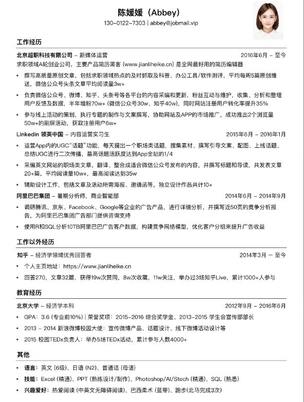打造优秀简历的关键点,优秀简历和普通简历的对比