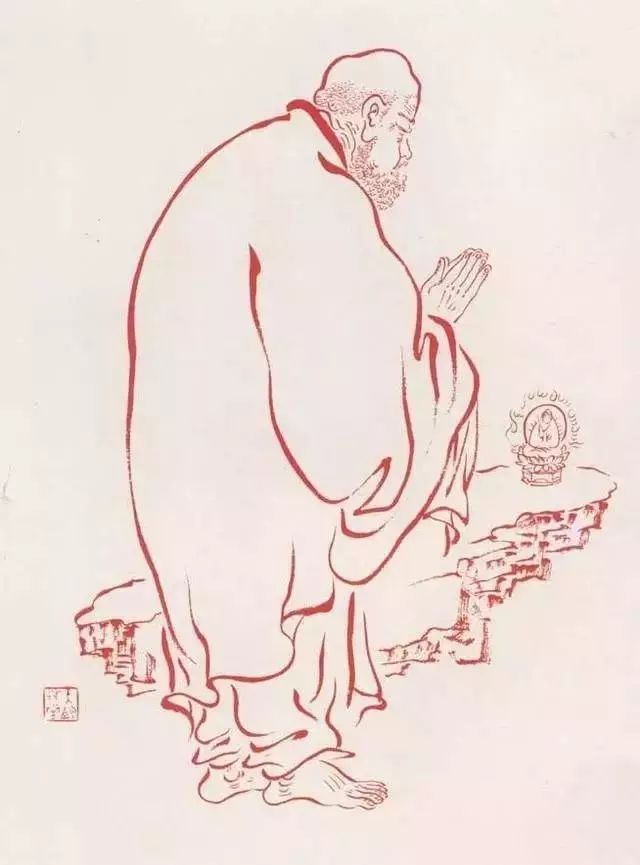 弘一法师的蓝底描金十八罗汉作品,弘一大师100万罗汉图写意