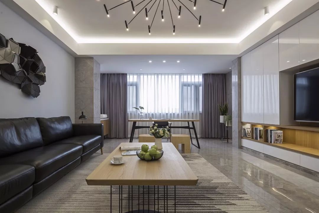 客厅地砖颜色怎么选现代简约款,冠珠摩卡灰地砖客厅效果图