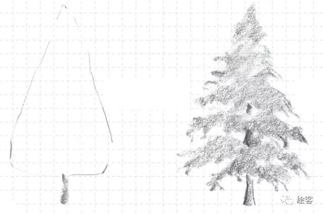 6-12岁儿童风景速写课程入门网课,风景速写临摹图片高清树和房子