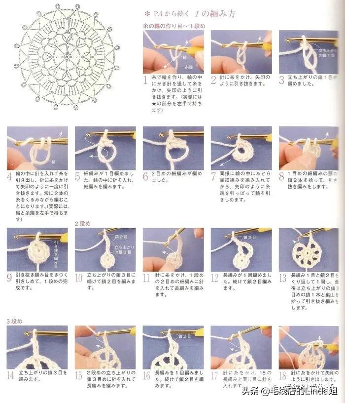 精选100例钩针镂空花样大全附图解,新手一步一步学钩针编织入门
