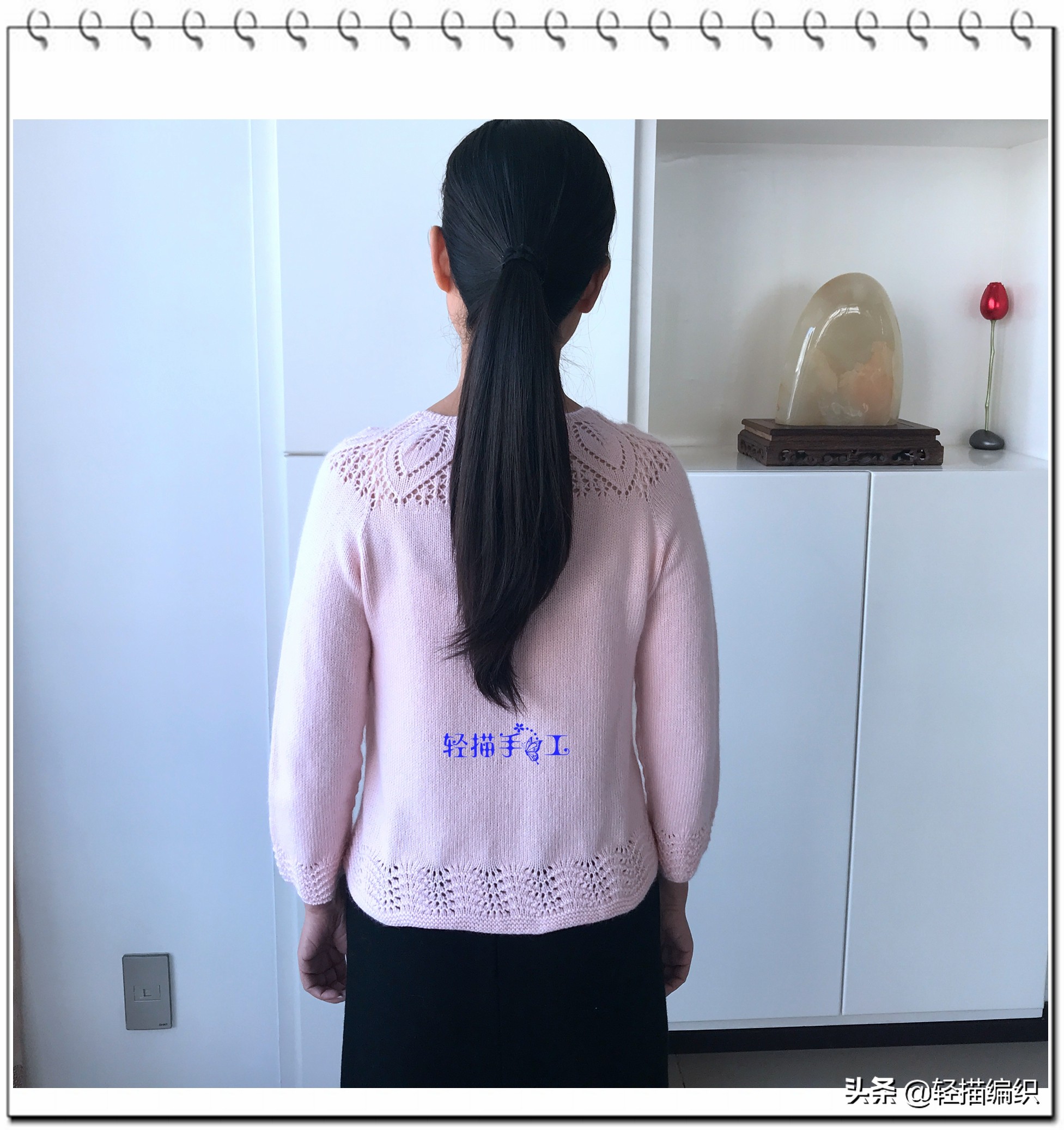 儿童荷叶边套衫的叶子花编织视频,叶子花圆肩套衫袖口的编织方法