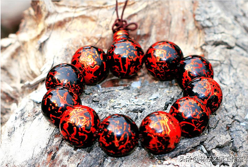 大漆八大守护佛珠,大漆犀皮佛珠教程