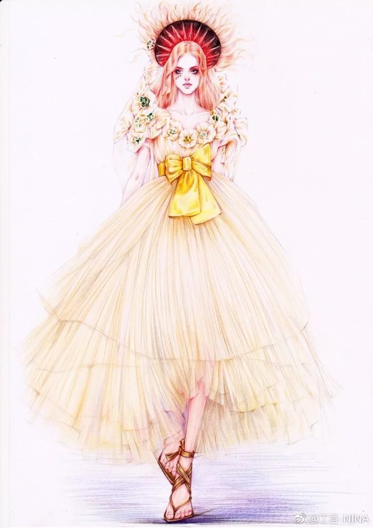 礼服怎么画好看仙气用彩铅,马克笔和彩铅裙子上色教程