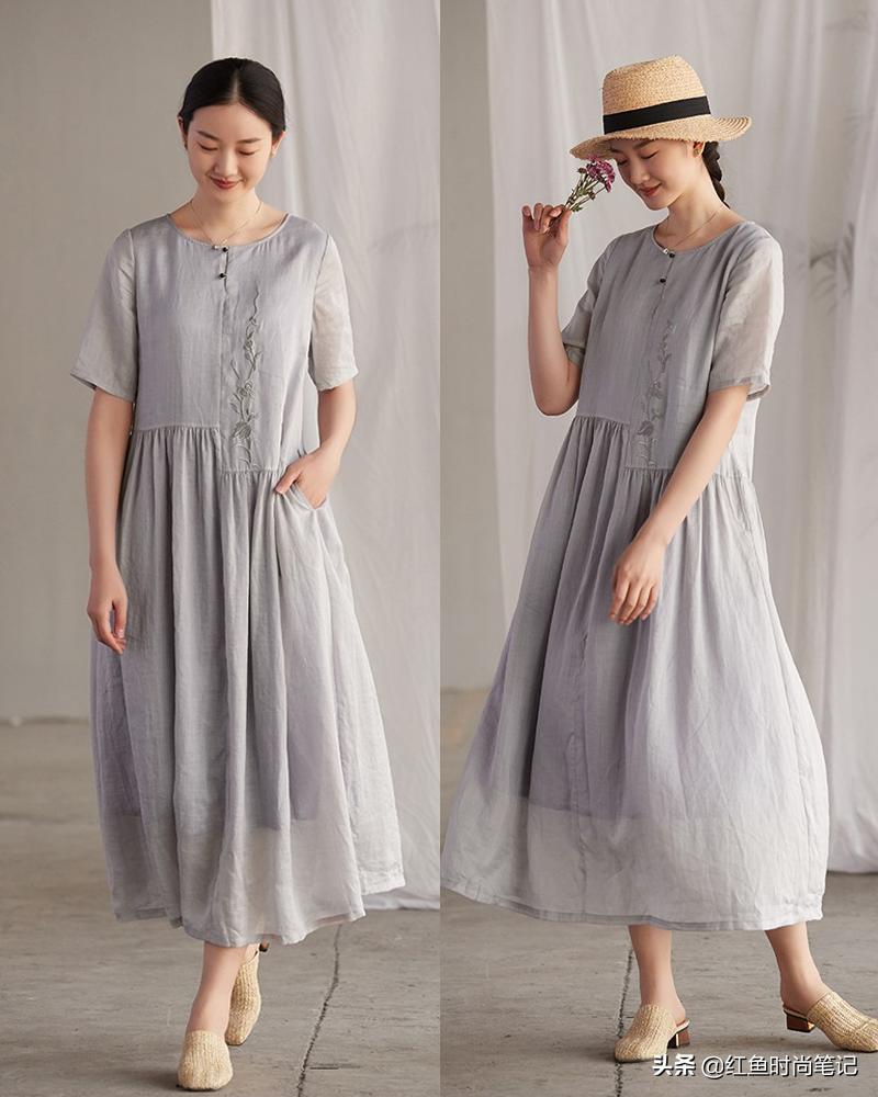 做一个内心淡然而纯净的女人，这10套简单舒服的棉麻风裙子，漂亮