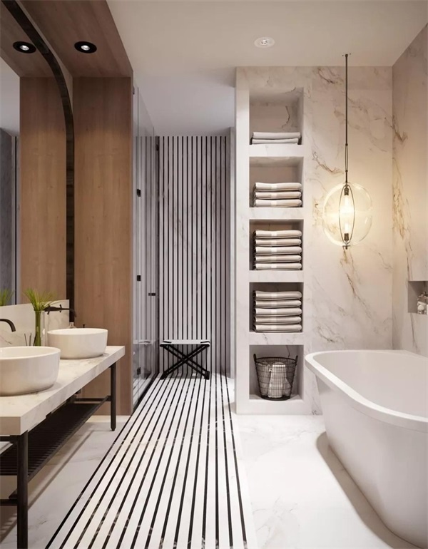 主卧暗卫改造成衣帽间及卫生间,暗卫改半开放式卫生间不装玻璃