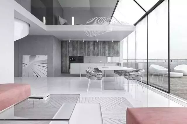 新中式挑空客厅极简风格,意式极简挑空客厅效果图