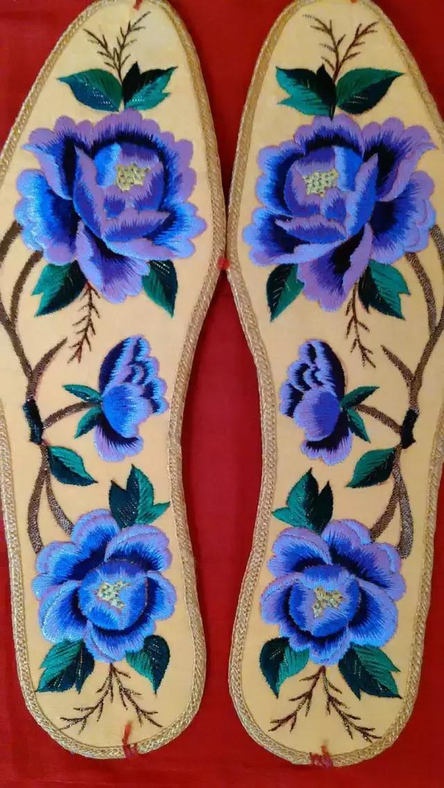 刺绣鞋垫花样各种图案教程,几何鞋垫图案鞋垫绣法