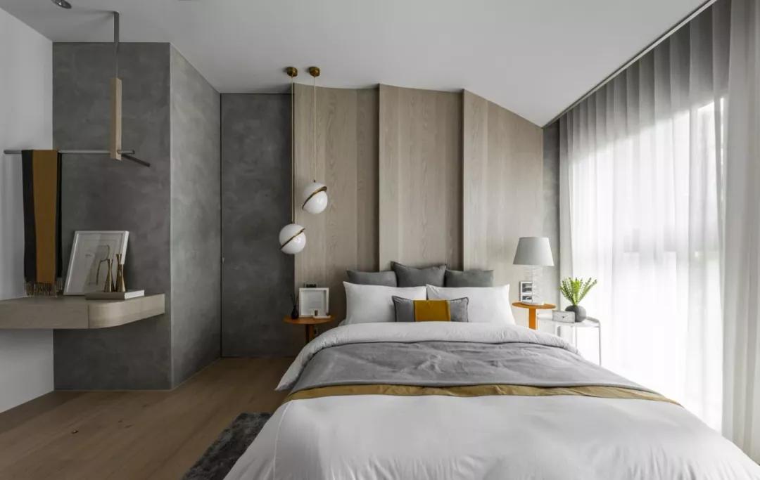 床头背景别刷大白墙,家里刮大白的半墙板床头效果图