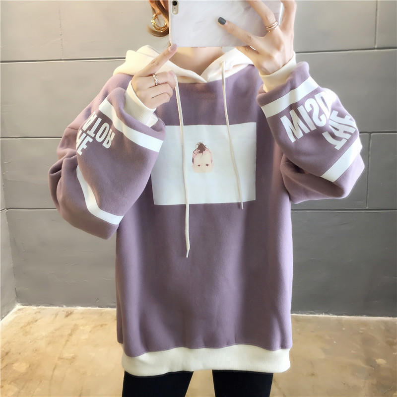 「女装」最新款式宽松加绒连帽卫衣/089654