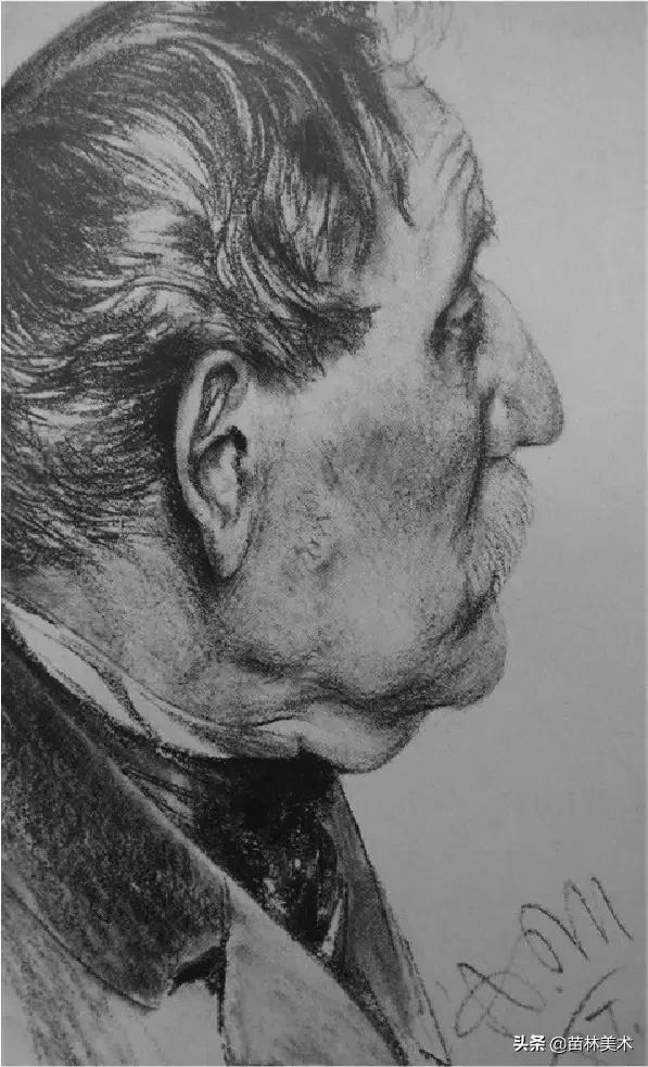 门采尔自画素描高清大图,素描大师门采尔著名作品