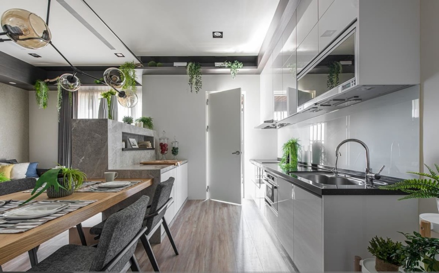 装修房子现代简约餐厅客厅柜,现代轻奢风餐厅隔断柜效果图大全