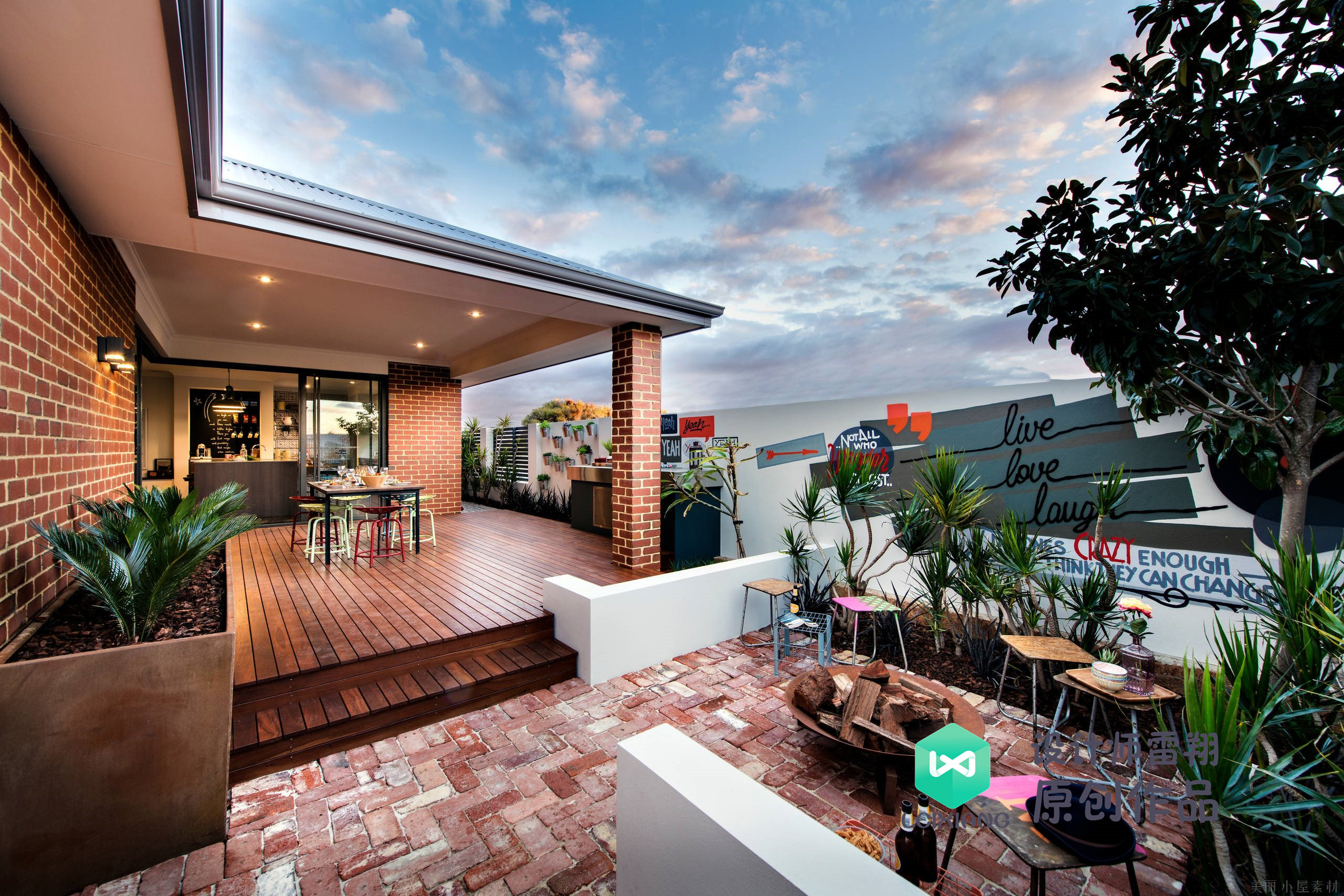 庭院防腐木颜色搭配效果图,庭院怎么铺装防腐木