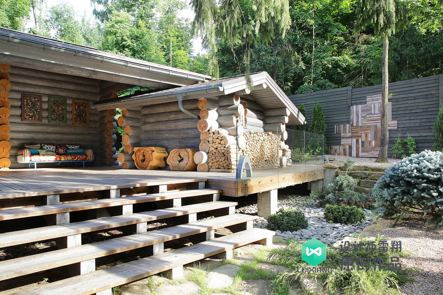 庭院防腐木颜色搭配效果图,庭院怎么铺装防腐木