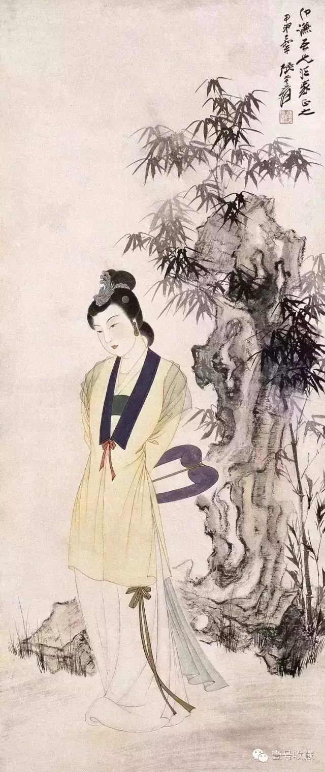 张大千画作美人鹦鹉图,张大千四大美人图真迹