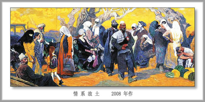 描绘新疆农村的油画,新疆油画风景作品