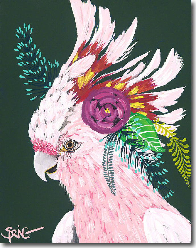 波西米亚风格的丙烯动物肖像，色彩鲜艳充满个性，装饰效果极强