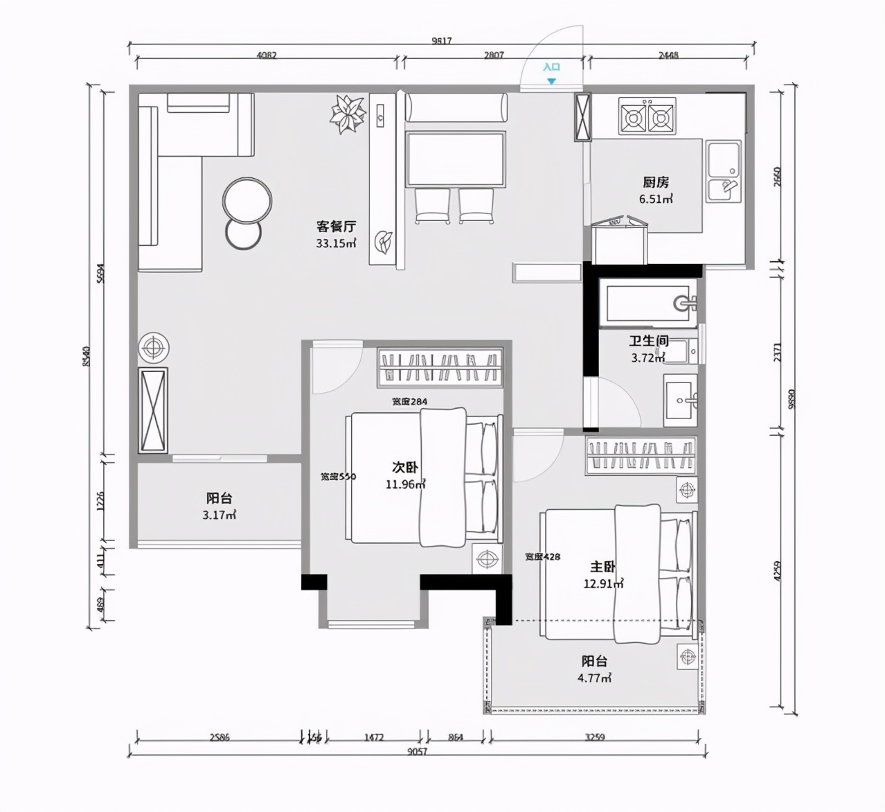 客餐厅采光方法,客餐厅错开的户型设计