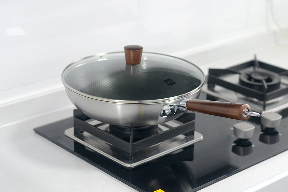 316不锈钢不沾锅加厚款,三层钢无涂层不沾锅