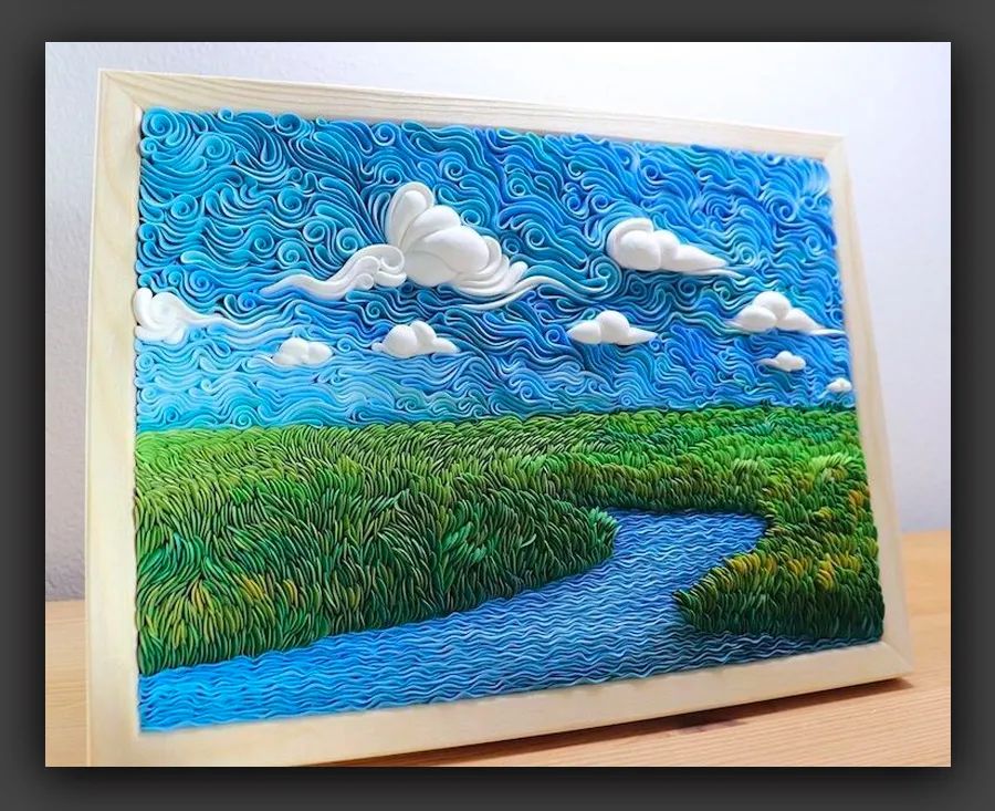 儿童风景画大全轻粘土,用轻粘土和a4纸画风景画