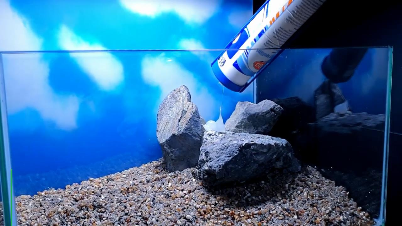 石头观赏鱼缸建造图,4块石头造景20缸