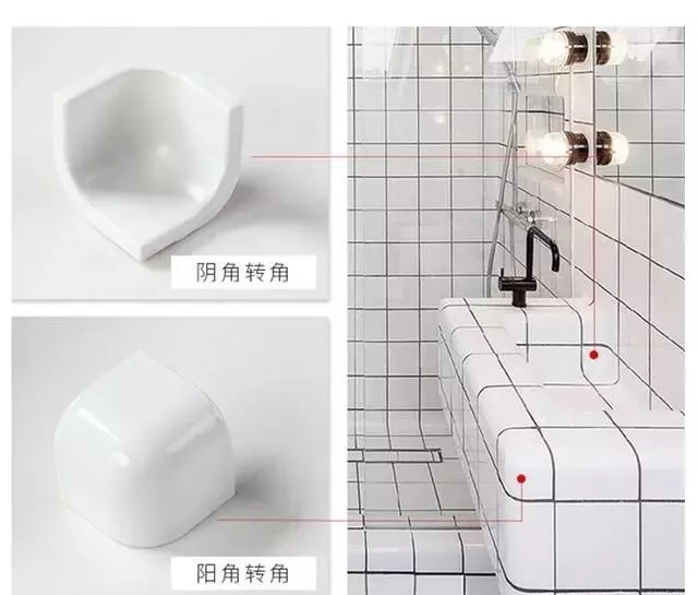 头一次见贴瓷砖不用直角收边,如今流行起这种圆角瓷砖!太美了