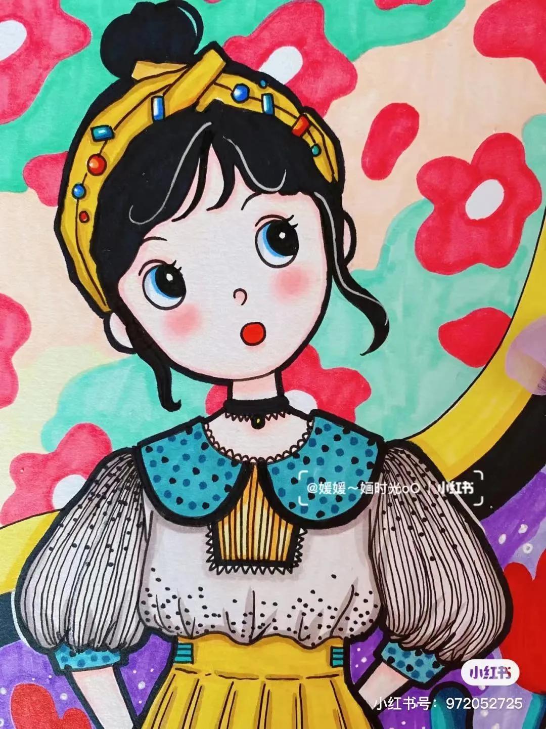 色彩装饰画简单好看马克笔,色彩对比强烈的马克笔装饰画