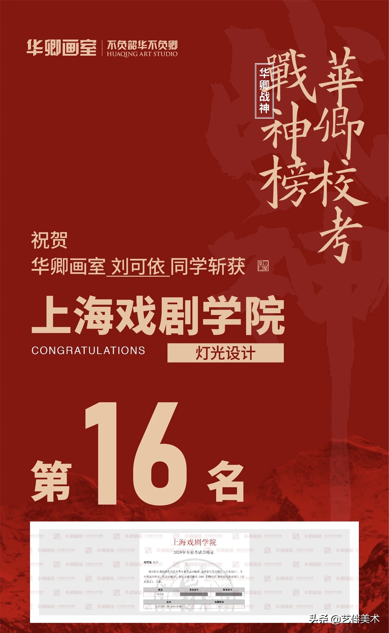 华卿画室—上戏四冠王专访“我想告诉您，我一定不会让您失望的”