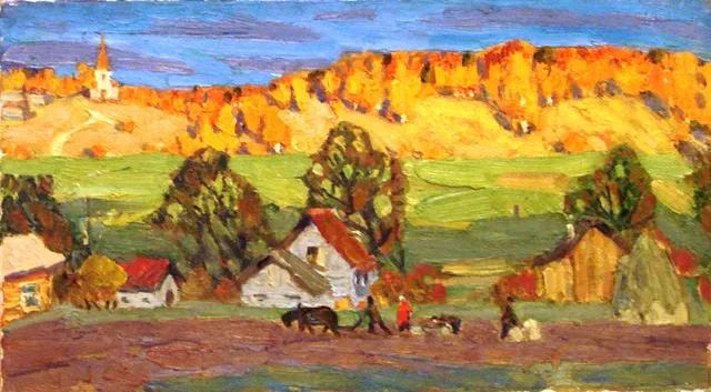 油画色彩风景,简单的风景画作