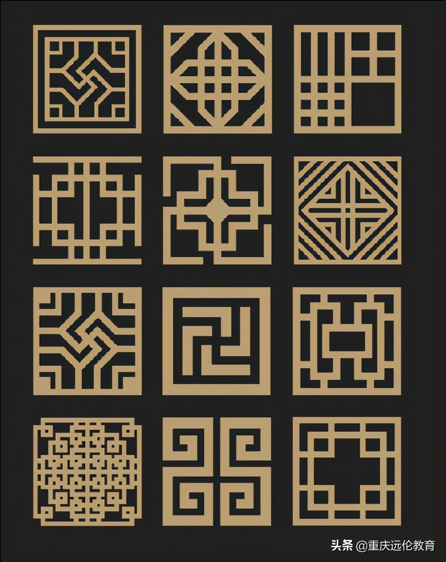 中国风吉祥花边白描图,中国风纹样绘画100例