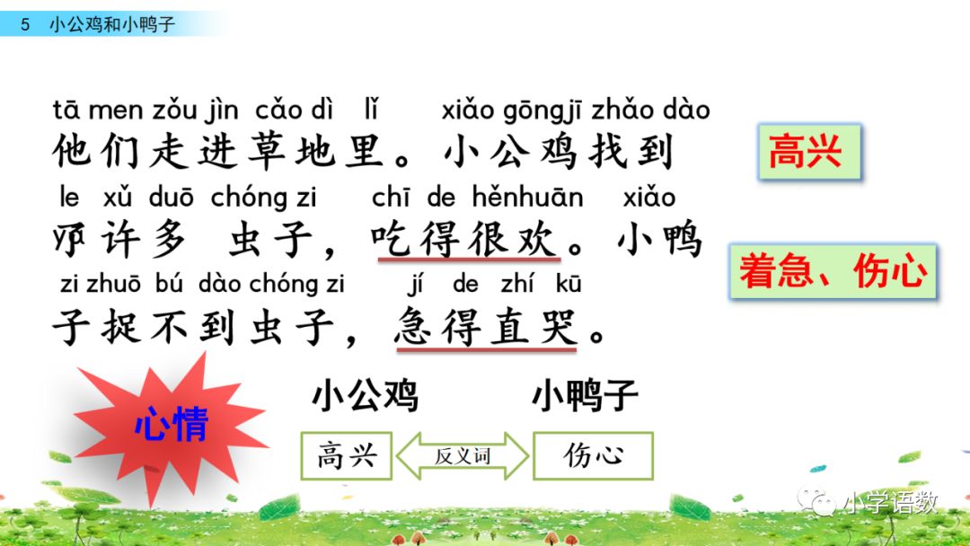一年级下册第5课小公鸡和小鸭子,小公鸡和小鸭子一年级下册生字