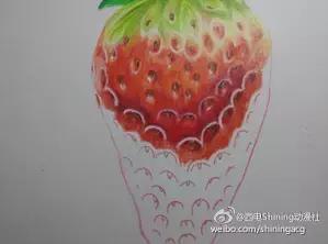 彩铅写实教学草莓,草莓蛋糕用彩铅怎么画