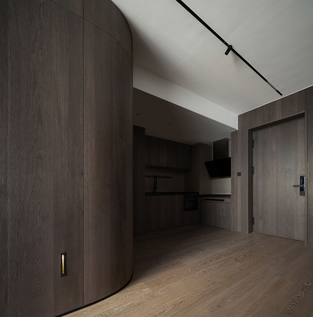 90平米两室一厅浅黑胡桃装修图,小户型现代简约胡桃木色