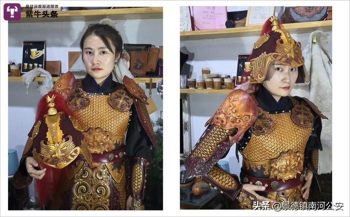 飒!*疆新**“花木兰”穿自制皮甲惊艳网友:用皮雕展现*疆新**有多美