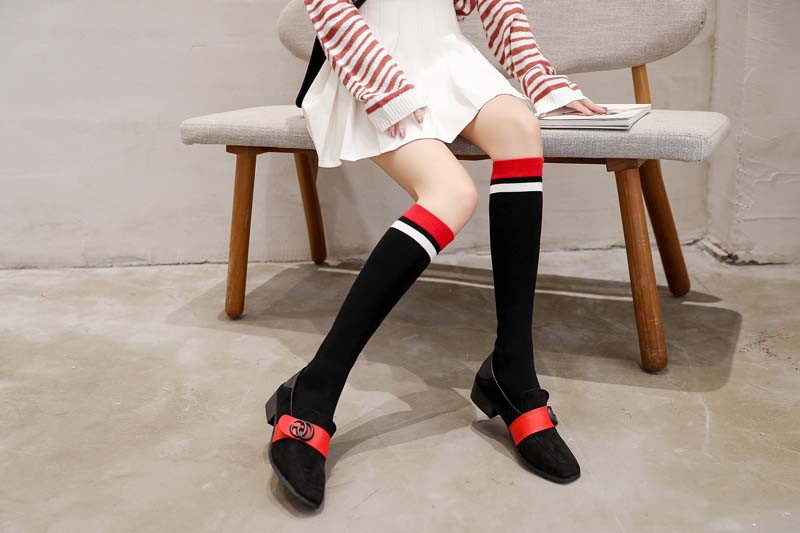 无骨过膝袜女秋冬季日系长筒袜,小腿袜女ins潮黑色蝴蝶结装饰