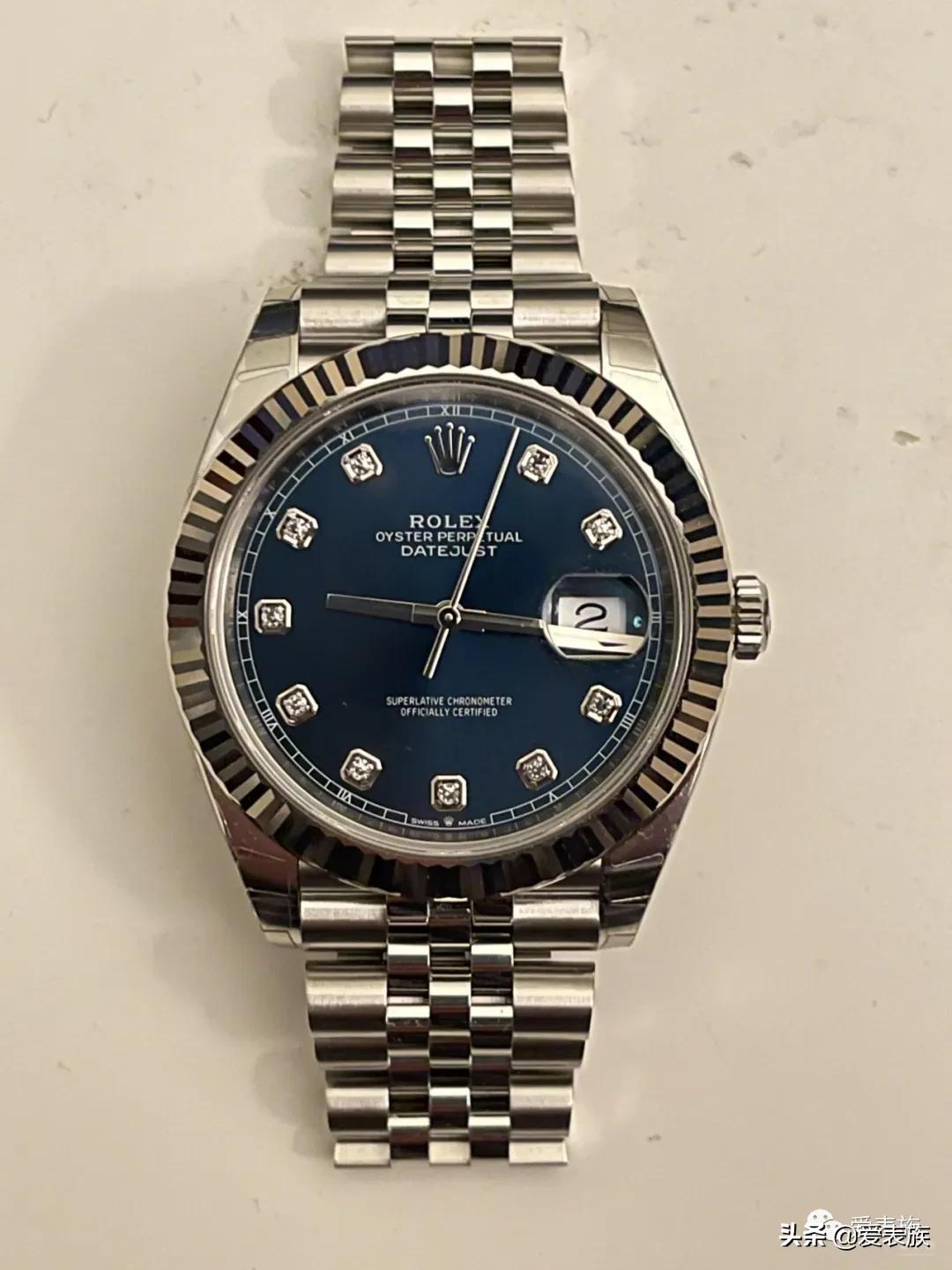 劳力士日志41蓝盘罗马数字,劳力士蓝盘41日志真假对比