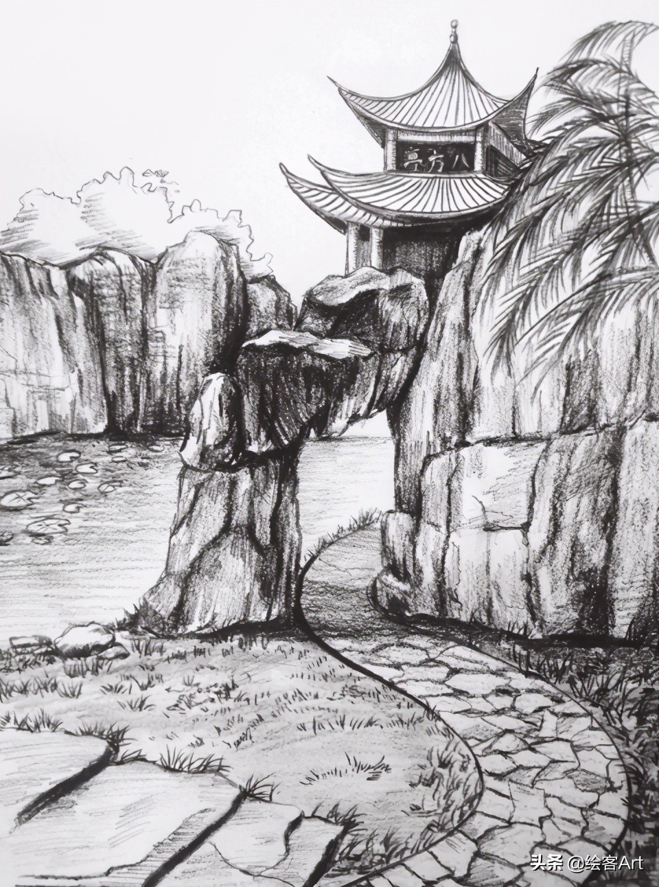 炭笔如何一笔画出渐变绘画技巧,炭笔风景教学