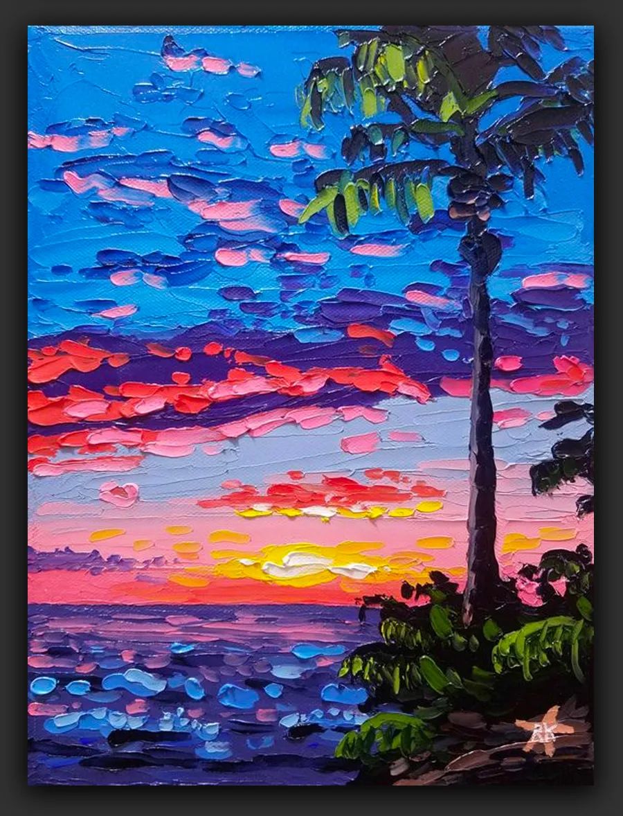 丙烯颜料绘画初学者风景画,丙烯画风景颜料简单