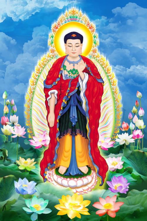 虔诚礼拜阿弥陀佛，许愿祈福，新生活好事连连，福气满满