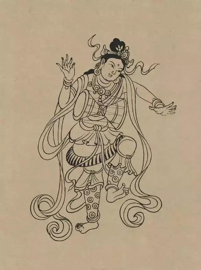 敦煌画线稿描摹,敦煌壁画白描勾线教程